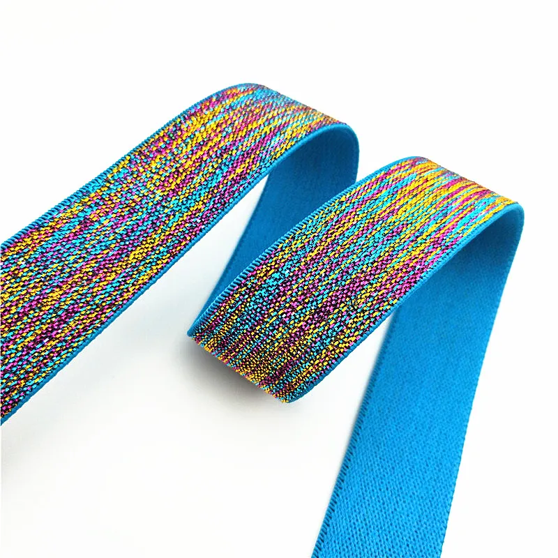 25mm Gillter Rubbeer Band Colorful Hot Stamping Elastic Bands DIY Webbing Apparel Bags Sewing Accessories 2.5cm 1yard