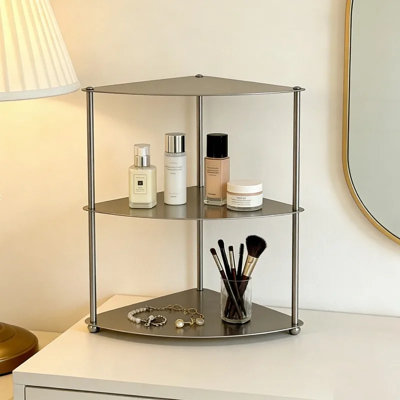 Industrial wind-brushed stainless steel storage rack, decorative , cabinet, bookcase, multi-layer storage display rack