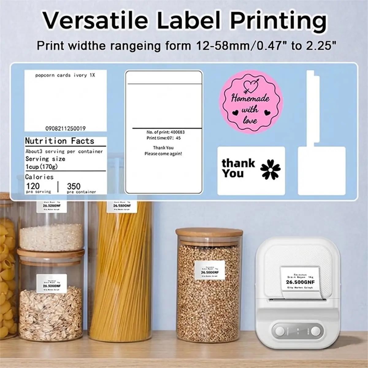 (A99Z] Portable Label Printer, Mini Bluetooth Thermal Barcode Printer, Thermal Barcode Printer for Takeout Receipts.