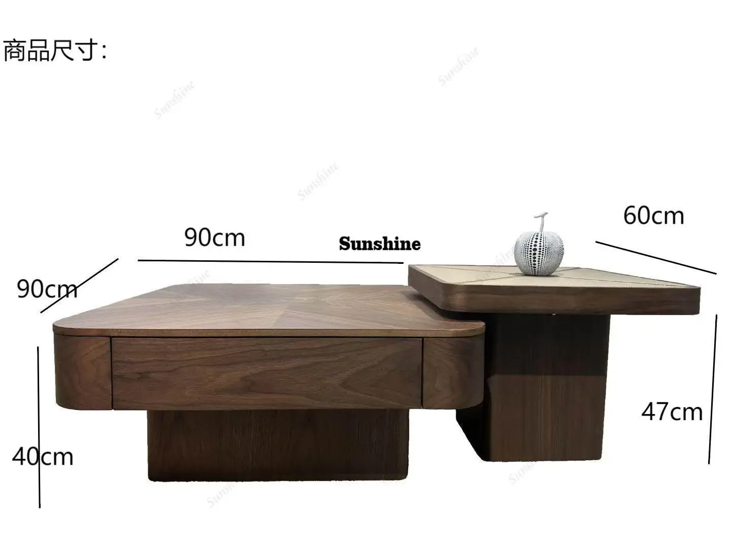 Square coffee table Modern living room size apartment household antique coffee table combinationTJ