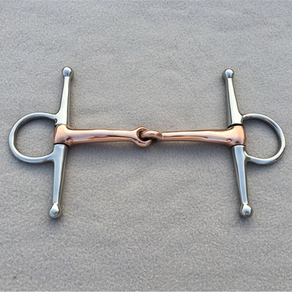 1x 13cm Horse Bit Stainless Steel Full-Cheek Snaffle Bit Copper Mouth Horse Tack Horse Bits Equipment For Horses