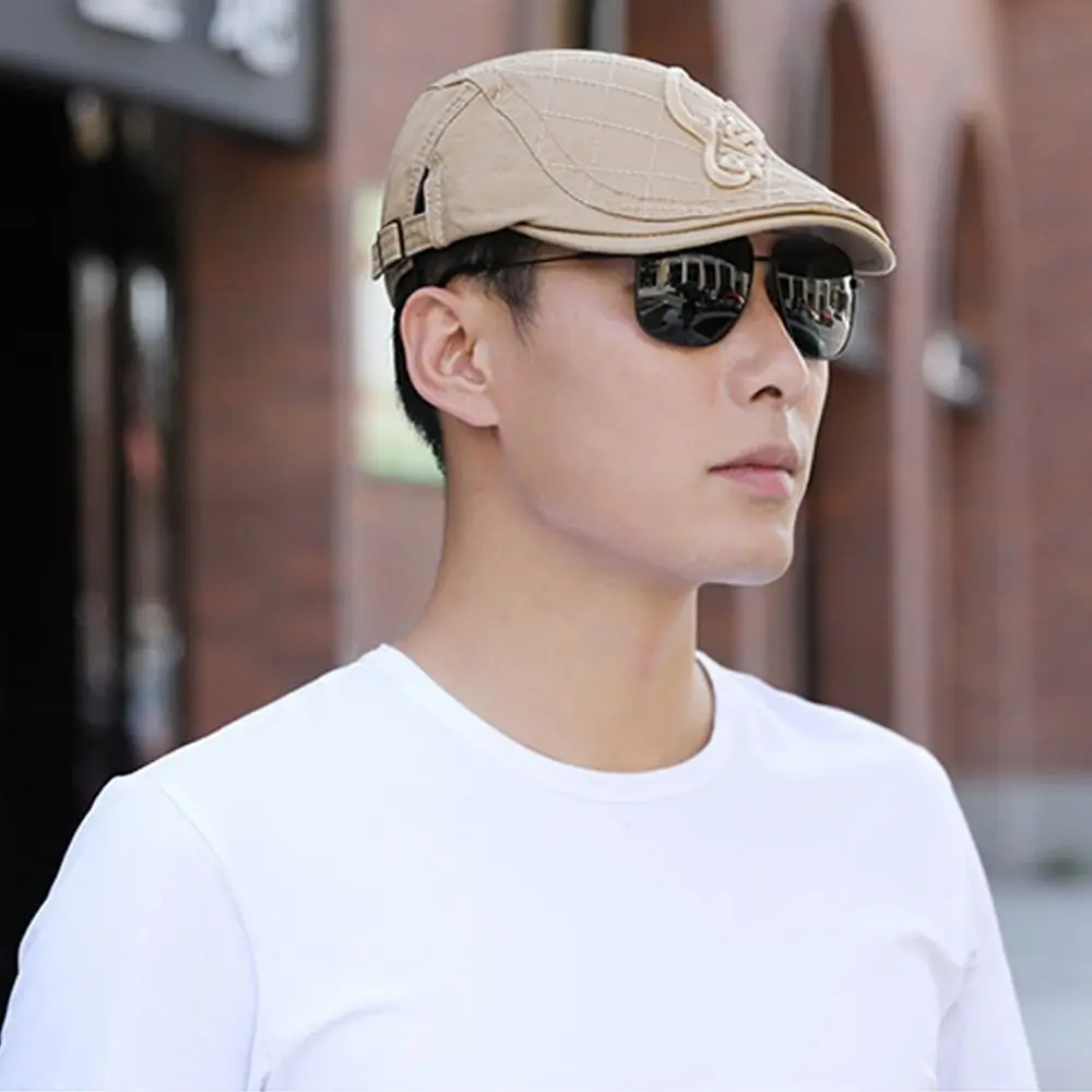 Fashion Breathable Berets Hat Adjustable UV Protection Peaked Cap Cotton Casual Newsboy Hat Men