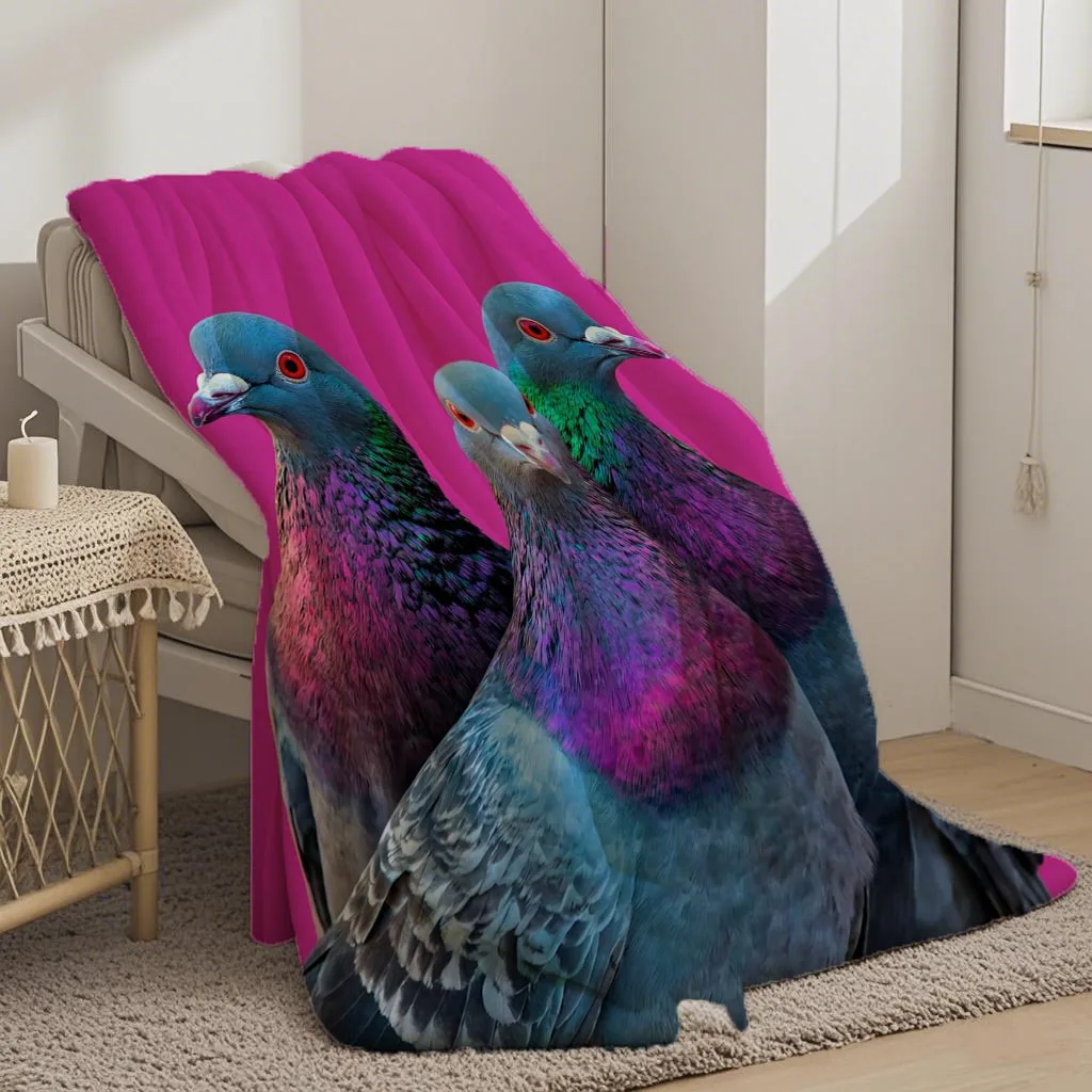 A Flannel Blanket with a Three-dove Print, Made of Hypoallergenic Polyester. Features Digitally Printed Anime Designs—the Perfec