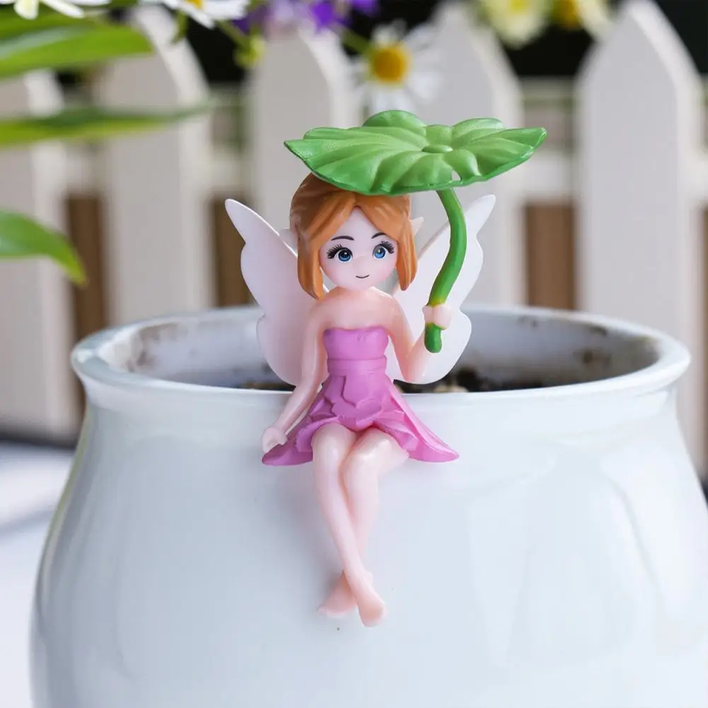 Forest Style Decor 4 Pcs Miniature Fairy Figurines Set Tiny Winged Elf Statues for Diy Fairy Garden Bonsai Decorations Micro