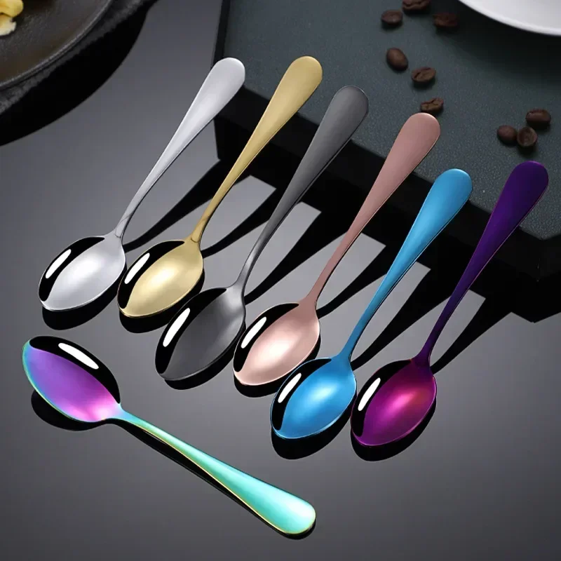 

Small Gold Korean Spoon Mini Stainless Steel Soup Spoon Multi-purpose Tableware for Dessert Seasoning Coffee Cake Children Gift