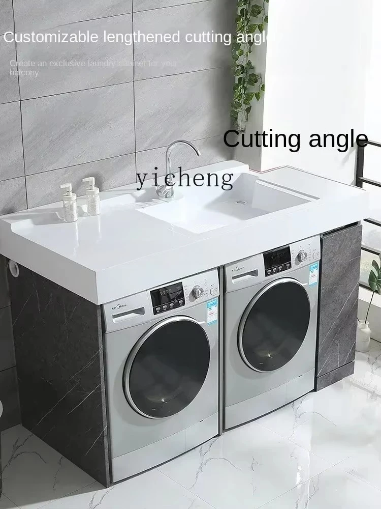 a6+ Washer Dryer Assembled Cabinet Stainless Steel Balcony Dual Holder Laundry Inter-Platform Basin All-in-One Cabinet