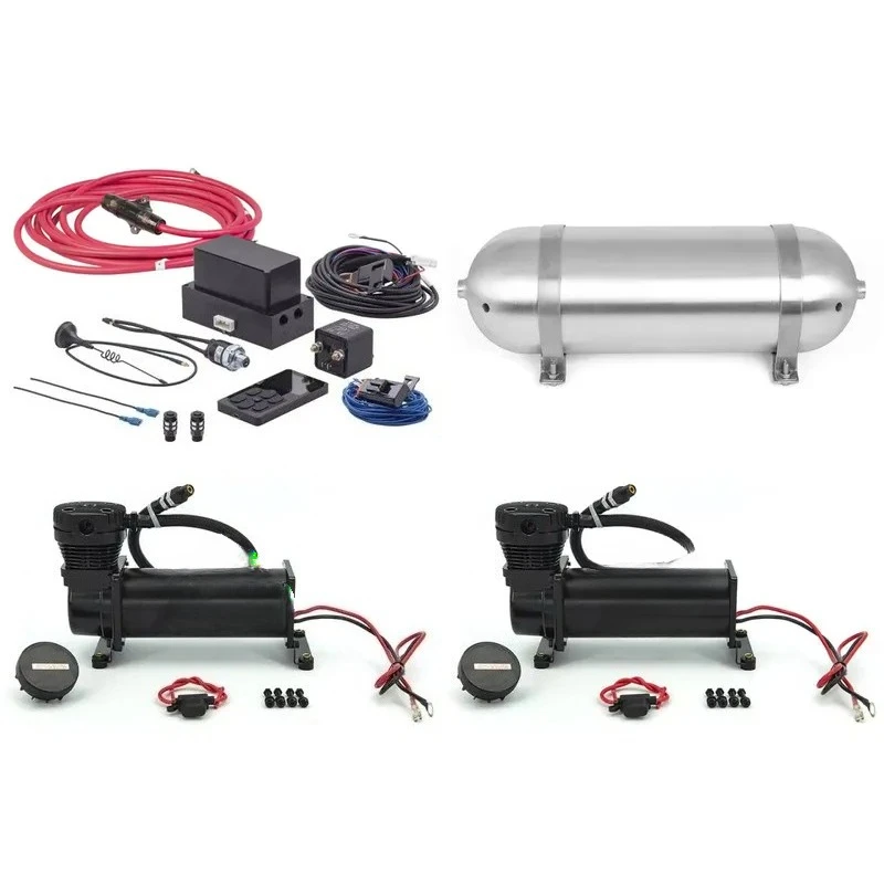 Universal Air Management Kit Air Suspension System Electronic Controller System with 1 3-gallon Torpedo Can 2 Compression