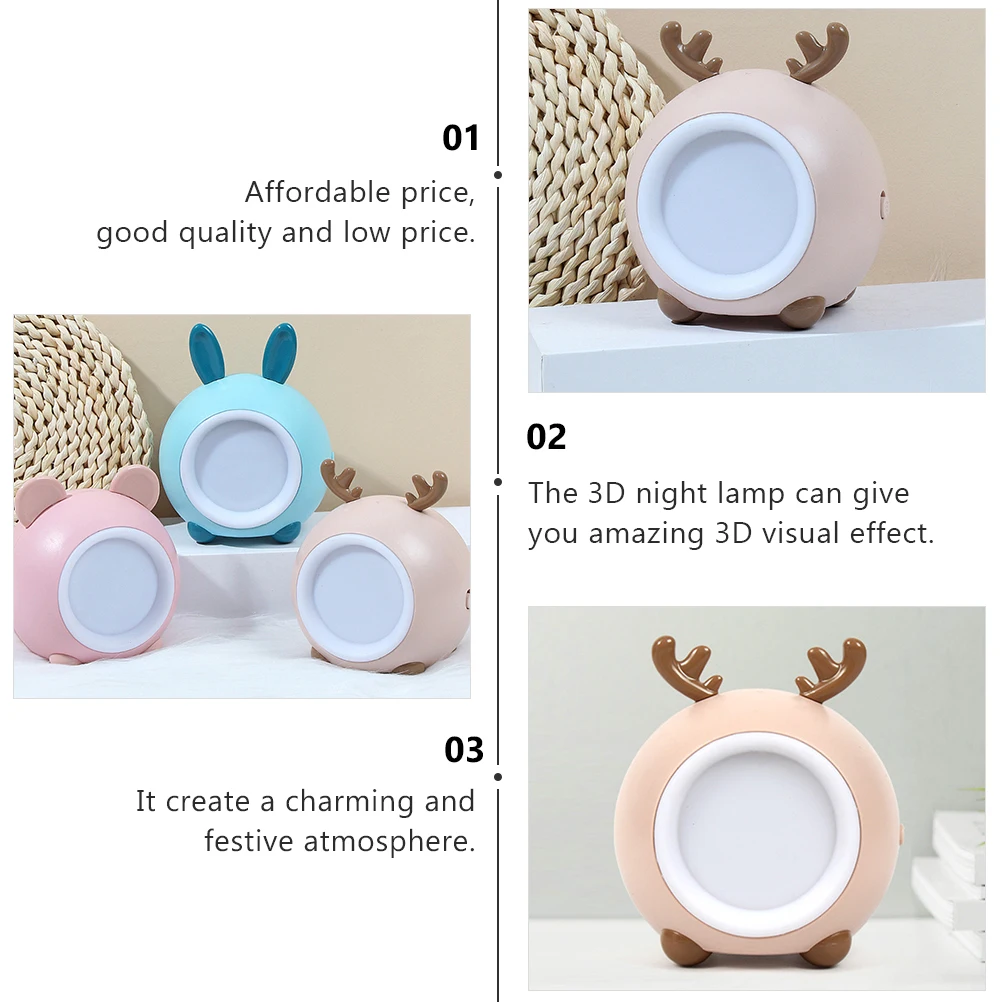 

Deer Table Lamp 3D Bedside Light Room Night LED Fawn Touch Color Change Stand
