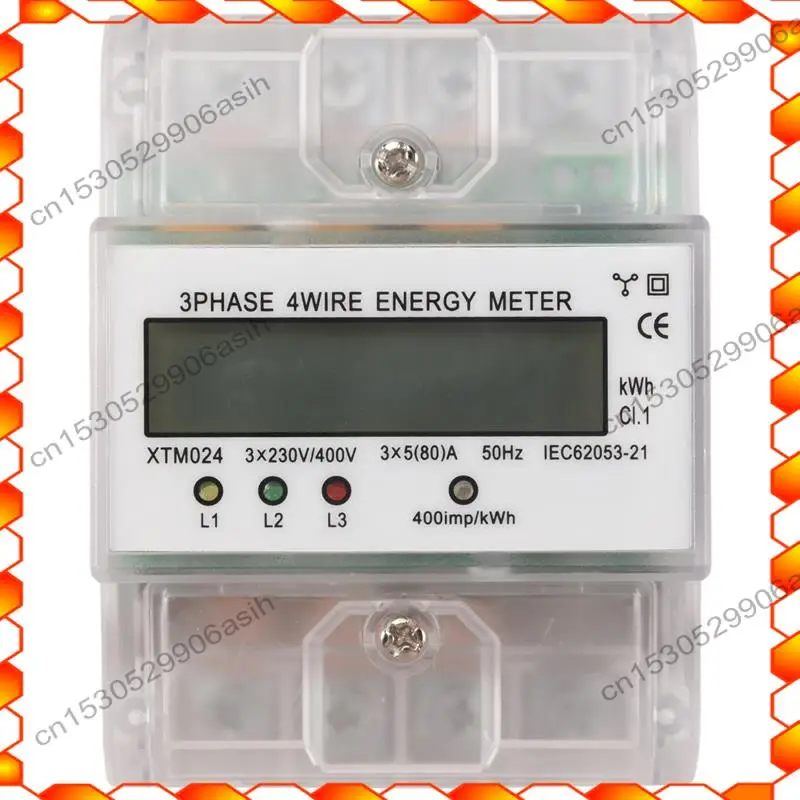 -AT52 3 Phase 4 Wire Energy Meter 220/380V 5-80A Energy Consumption Kwh Meter DIN Rail Installation Digital Power Meter