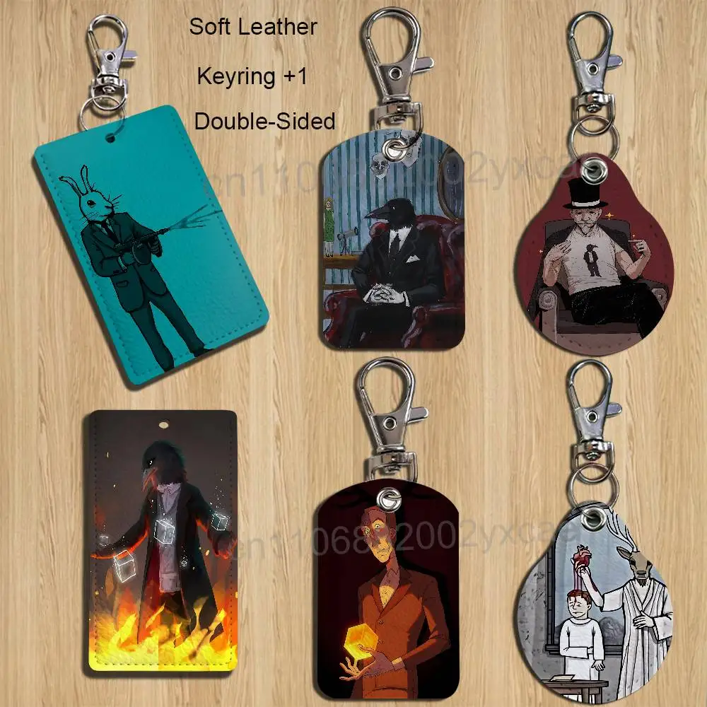 

game Hotel Rusty Lake Cartoon Singer Anime Card Keychain Fashion Pendant Bag ID Door Card Case Bus Card Cute Adult