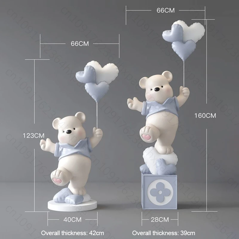 Luxury Resin Standing Ornaments Cartoon Bear Figurine Large Floor Sculpture for Living Room Entryway Home Décor Floor Statue