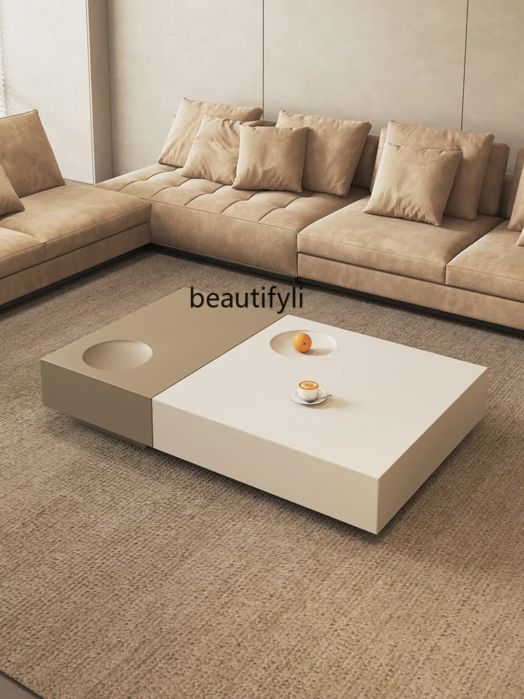 

Minimalist paint coffee table combination modern simple Italian light luxury Japanese wabi sabi storage table