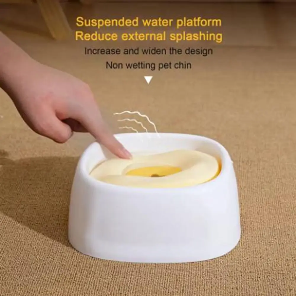 

1500ml Pet Float Bowl Wet Chin Prevention Splash-proof Pet Floating Water Bowl Anti Spill Stable Base Cat Feeding Station Home