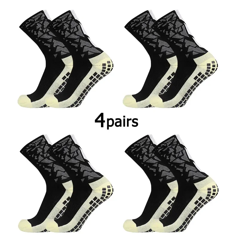 ถุงเท้ากีฬากันลื่นแบบติดกาว 4 คู่, ถุงเท้าฟุตบอลลูกศรแข็ง, ถุงเท้าฝึกซ้อมด้านล่างผ้าขนหนูดูดซับเหงื่อและระบายอากาศได้