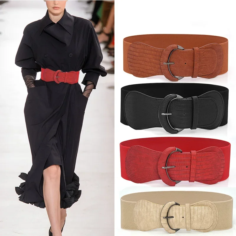 2022 Ladies Belt Dress PU Patent Leather Elastic Belt Belt Versatile Decorative Dress Coat Wide High Quality Elastic Girdle