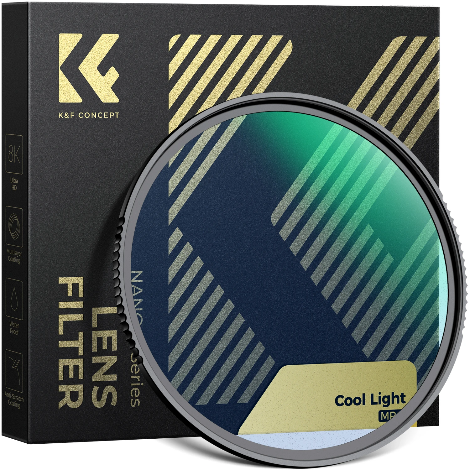 K&F CONCEPT 49-82mm Cool Tone Soft Focus 1/4 Filter Cinematic Blue Mist Glow Lens Filter for Portrait Night Video Cool Blue Tone
