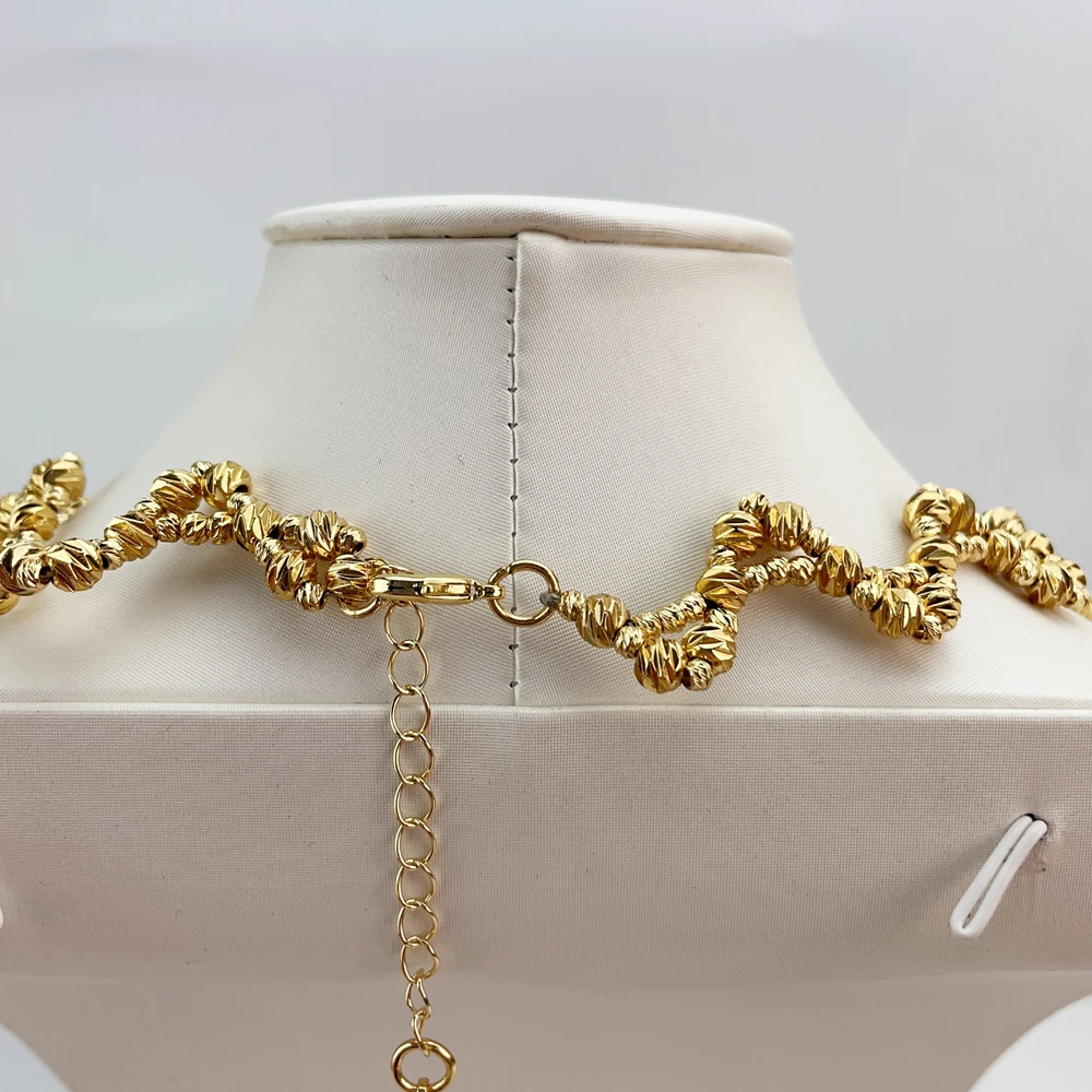 EMMA موضة دبي مطلية بالذهب الخرز القلائد أقراط خواتم مجموعات المجوهرات الجميلة للنساء هدايا مجوهرات حفلات الزفاف FHK21371