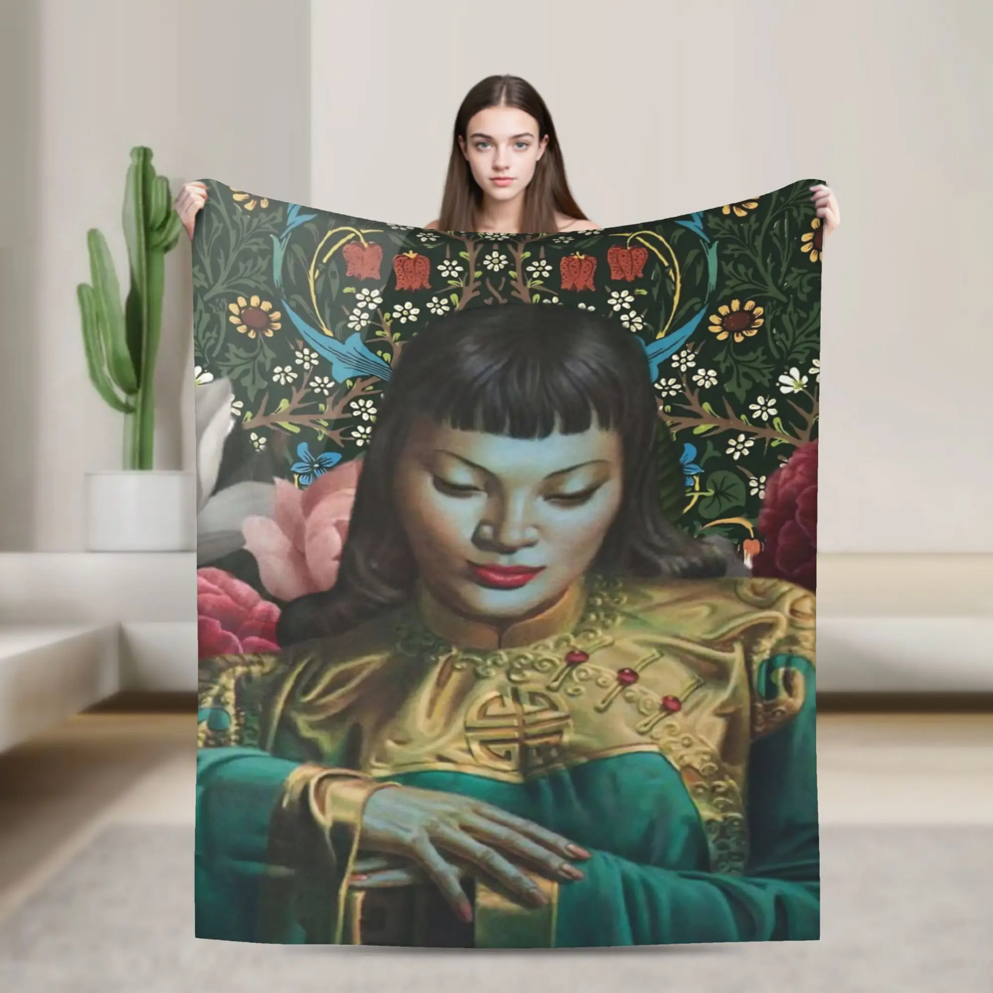 New Arrival Miss Wong Vladimir Tretchikoff  Blanket Super Soft Flannel  Cozy Throw Blanket Machine Washable