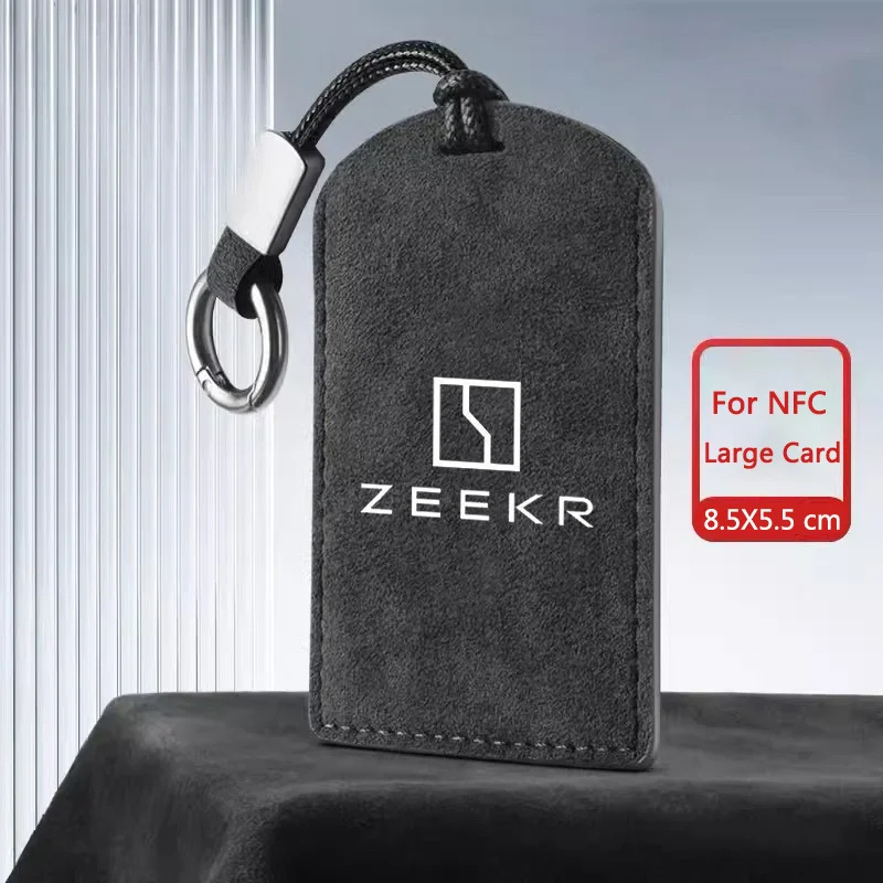 Suede Car Smart Key Case Cover with Logo Protector Shell For Extremely Krypton ZEEKR 001 2021-2023 NFC Card Keychain Accessories