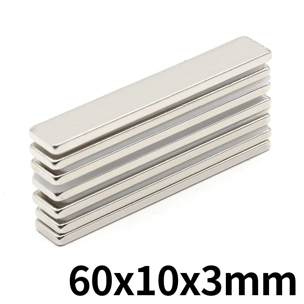 

60x10x3mm Block Super Strong Magnet Powerful Neodymium Magnets N35 NdfeB Permanent Magnetic imanes Refrigerator Magnet