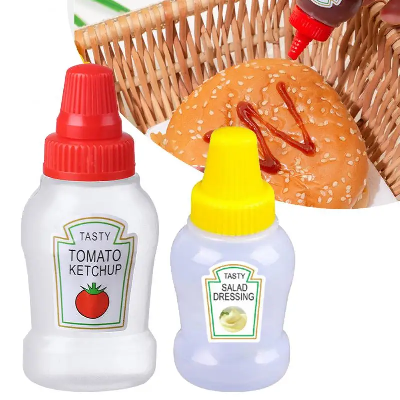 Mini Condiment Squeeze Bottle Box Salad Dressing Ketchup Squeeze Jar Container Plastic Portable Lunch Box Tomato Ketchup Bottle