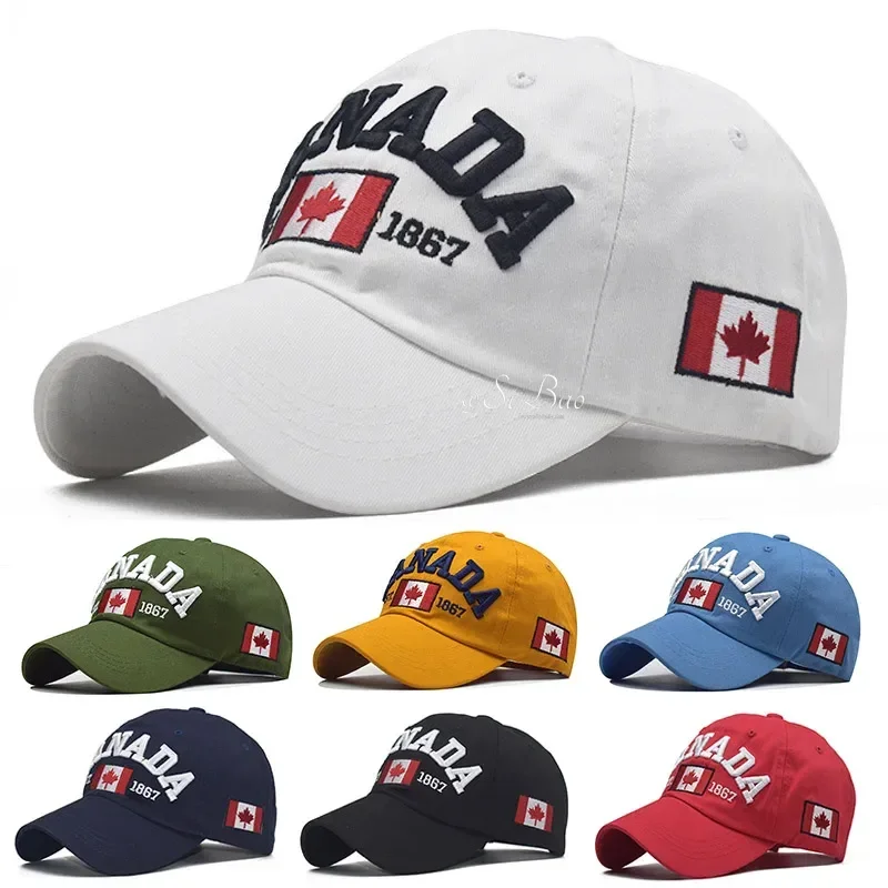 Canada Caps Men Women  Summer Fashion Dad Hat Snapback Flag letter Embroidery Black White Baseball Cap Women Gorras hombre