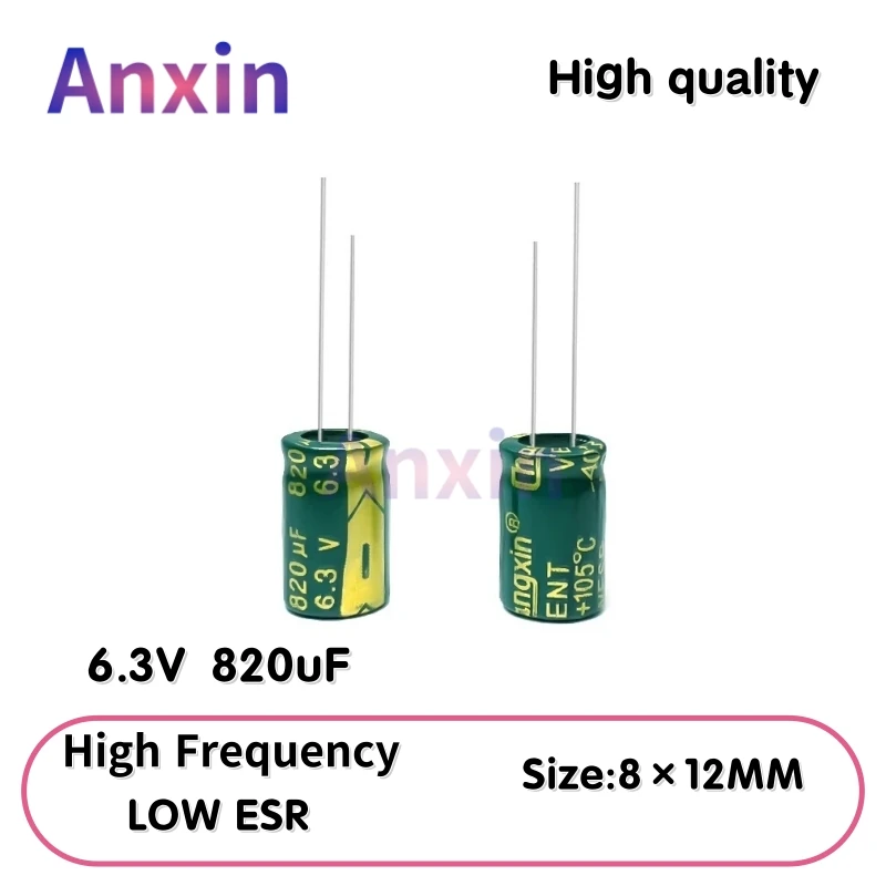

20PCS 6.3V820uF Aluminum Capacitor, High Frequency Low ESR 105°C Radial for Power Supply/Solar Inverter Size: 8×12MM