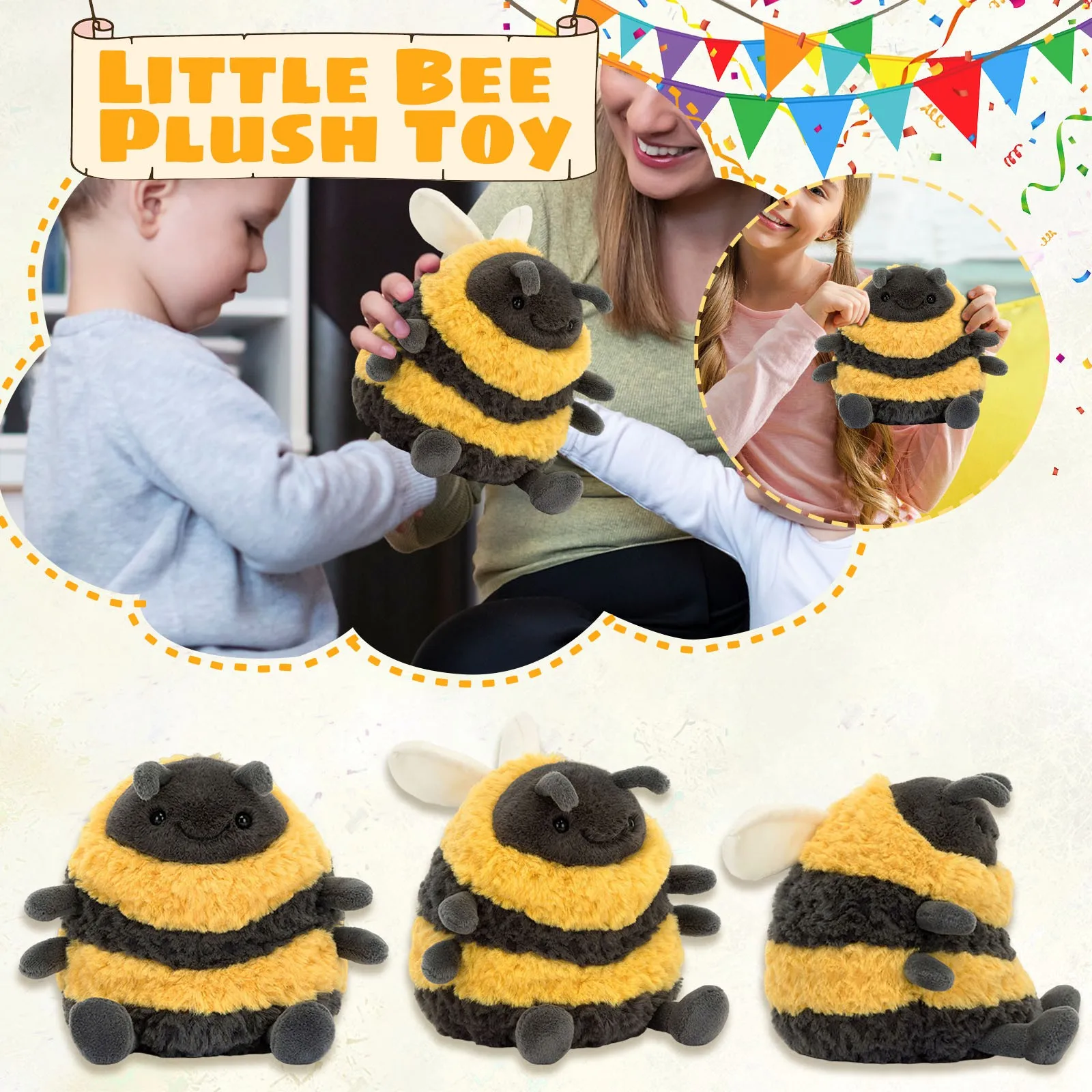 

Cute Bees Plush Toy Super Soft Cute Elephant Doll Soothing Plush Toy 16cm