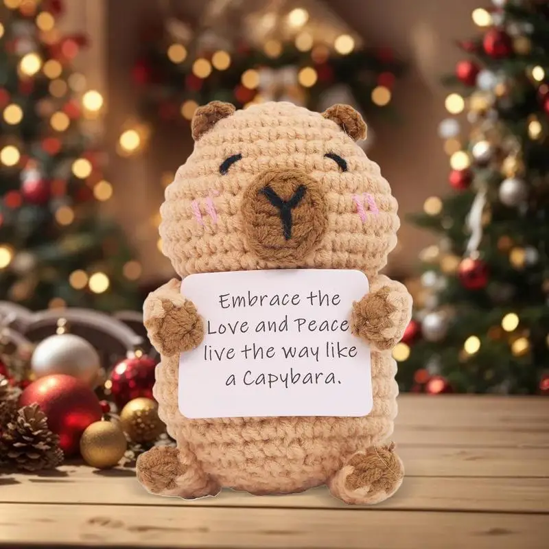 Positive Crochet Capybara Knitted Capybara Toy Cheer Up Capybara Knitted Capybara Doll Funny Crochet Inspirational Comfort