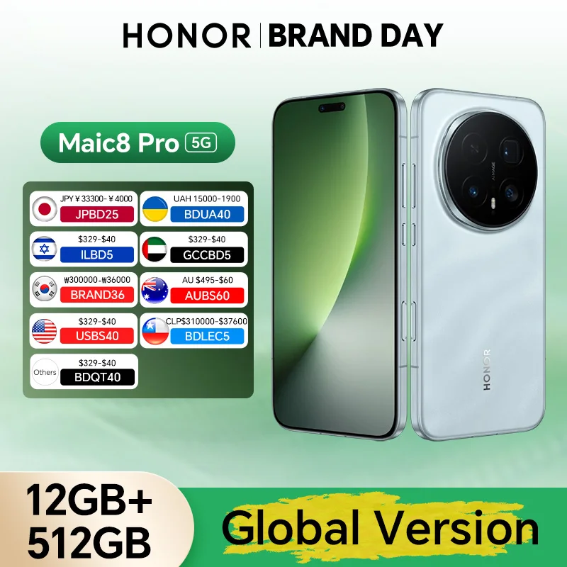 Global Version HONOR Magic8 Pro 5G 12GB+512GB 6.71'' 120Hz OLED Display 200MP Cameras 7100mAh 100W SuperCharge