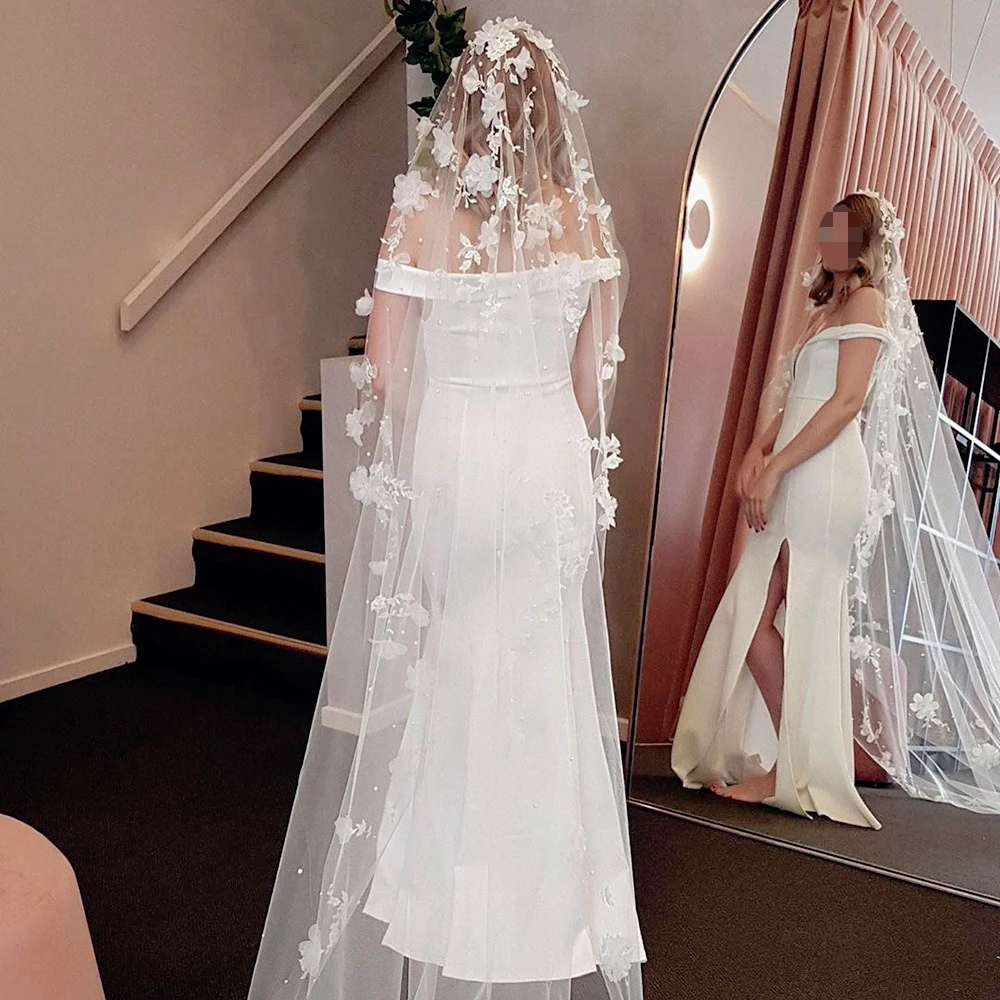 

1.6M 3D Flower Pearls Wedding Veil with Comb Bridal Veil Wedding Dresses Wedding Accessories vestido de novia 웨딩 소품
