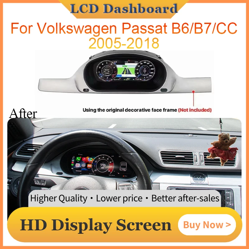 

Central Control Interior Dashboard 10.25" Speedometer Digital Instrument Cluster CockPit For Volkswagen Passat Magotan B6 B7 CC