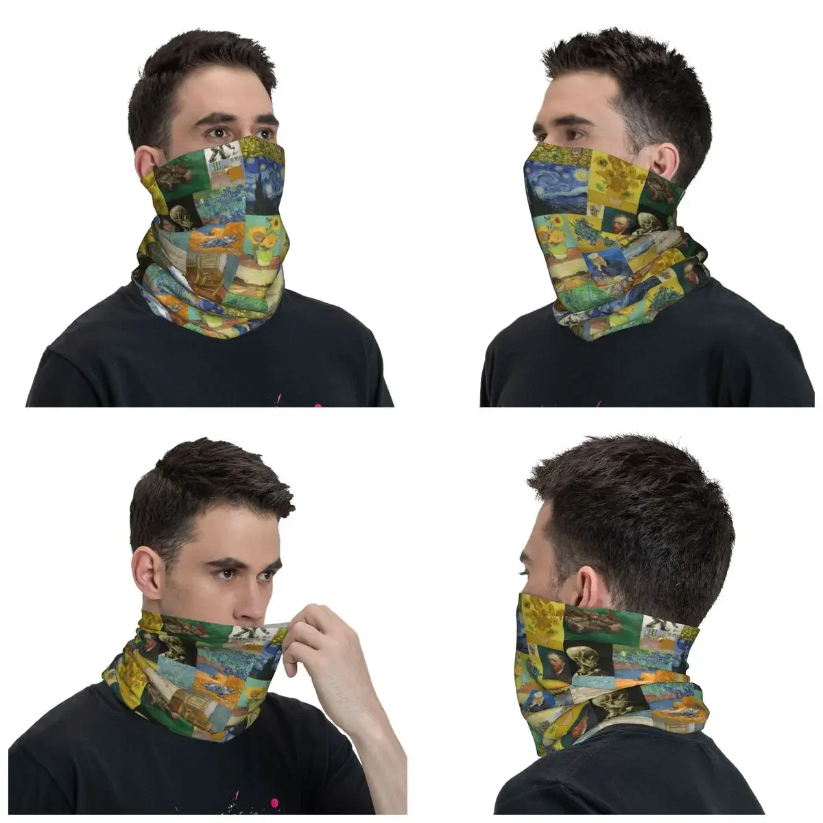 Vincent Van Gogh Painting Collage Bandana Neck Gaiter for Ski Running Men Women Wrap Scarf Balaclava Warmer