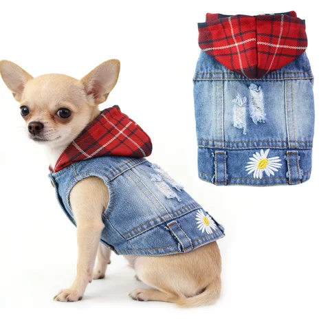 XS-2XL Denim Dog Clothes Cowboy Pet Dog Coat Puppy Clothing For Small Dogs Jeans Jacket Dog Vest Coat Puppy Outfits Cat Clothes