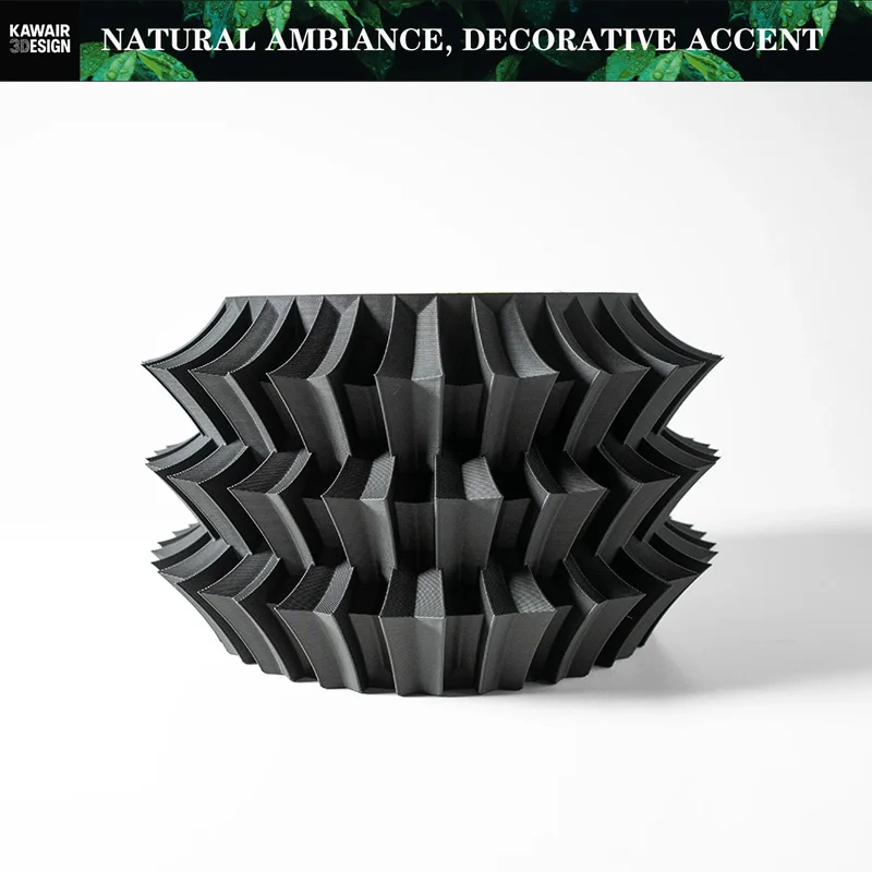3D Printed Eco-Friendly Irregular Geometry Plant Pot Textured Lines Biodegradable maceta for Home