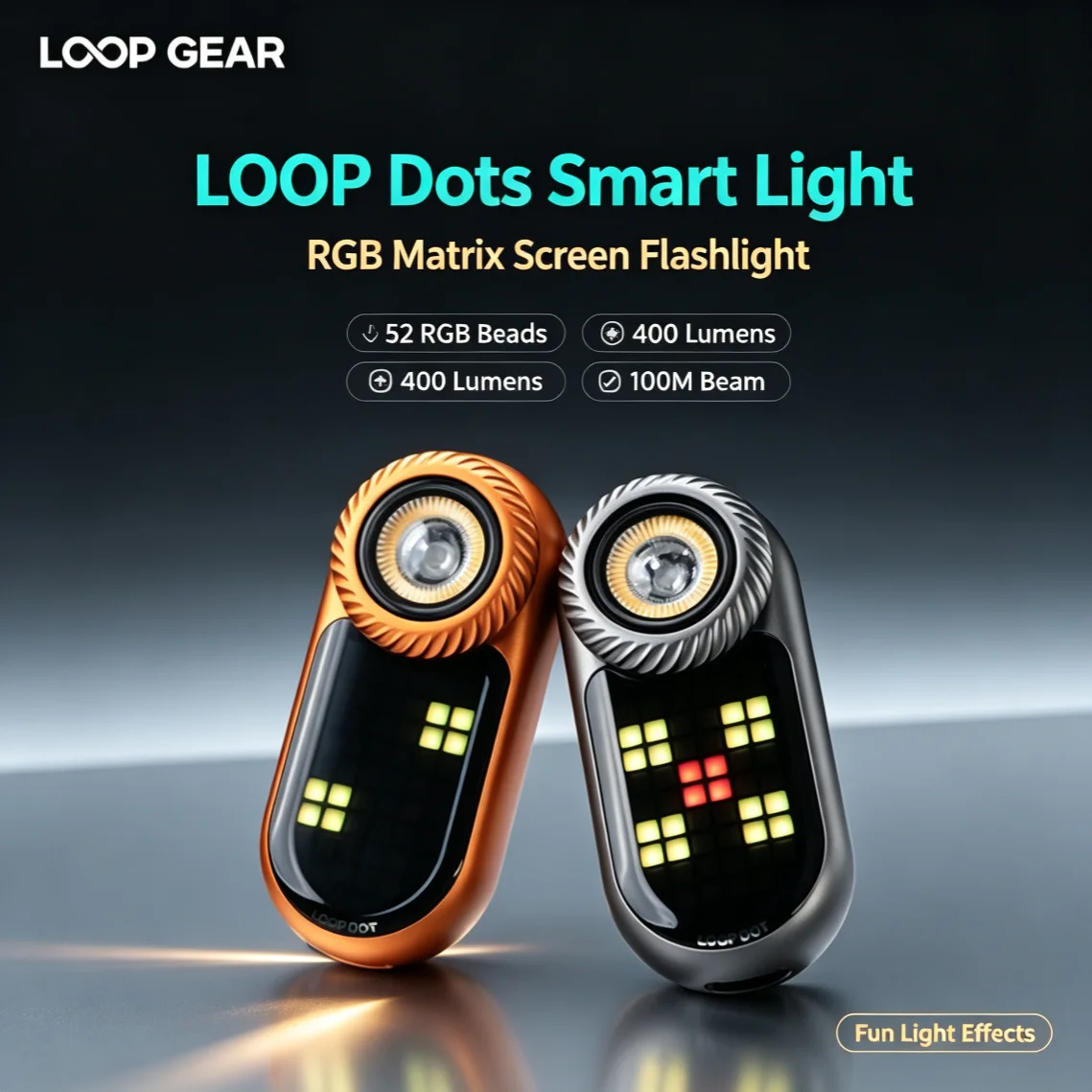 loop-gear-loop-dot-mini-flashlight-400lm-aluminum-alloy-rgb-dot-matrix-screen-100m-lighting-distance-for-outdoor-camping-daily