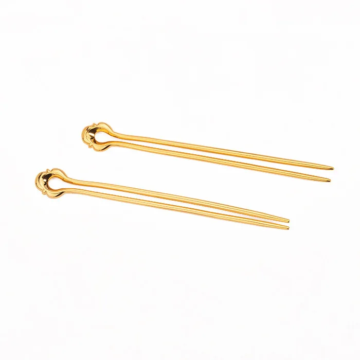 Hanfu Jewelry, Gold Plated Tang Dynasty Classical Hairpin, Step Swinging Double Ling, Grand Palace, Simple And Elegant