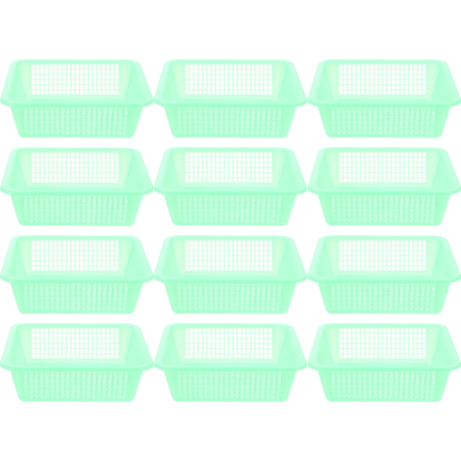 

12pcs Stationery Basket Square Plastic Bin Office Drawer Shelf Storage Organizer Desktop Tray For Pens Pencils Crayons Markers