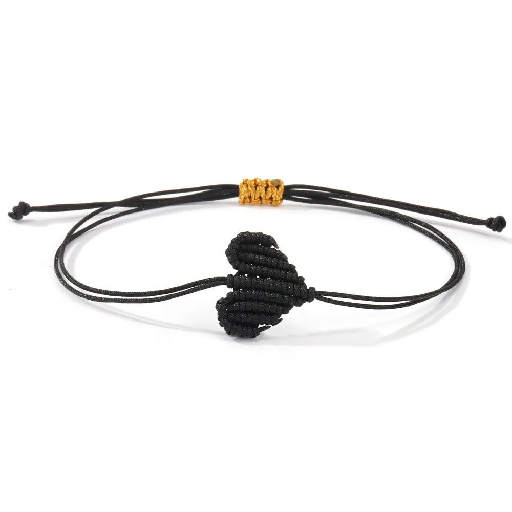 البوهيمي نمط الحب على شكل قلب المنسوجة أساور مطوية اليدوية مضفر قابل للتعديل عارضة حزب زوجين الصداقة هدية عيد ميلاد