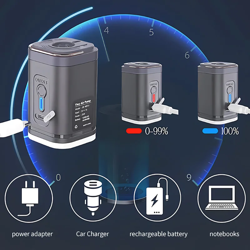 Imagem -04 - Bomba de ar Elétrica Portátil sem Fio Compressor de ar Inflator Bombas de Sucção a Vácuo Carregamento Usb com Luz para Almofadas Infláveis