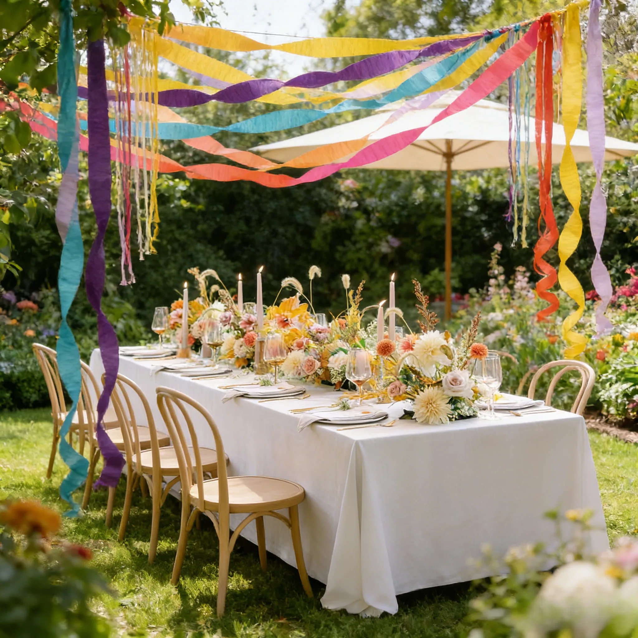 5 Rolls Colorful Crepe Paper Streamers Set Rainbow Party Decorations For Birthday Wedding Baby Shower DIY Backdrop 410ft Total