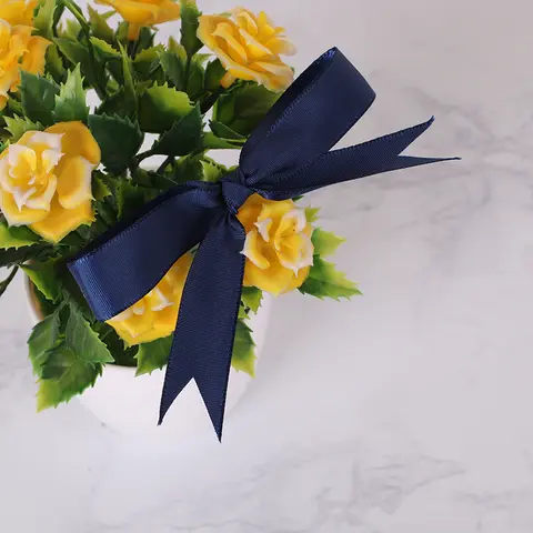 22 meter/rulle marinblått polyester satinband jul bröllopsfest baldekoration tårtband gör-det-själv håraccessoarer rosett 10 best sales marinblått band - №1