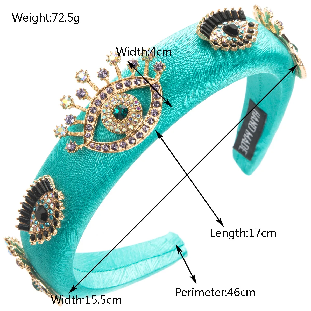 Heming headband retro satin fabric diamond-encrusted devil's eyes headband femininity sponge high skull top hair accessories wom