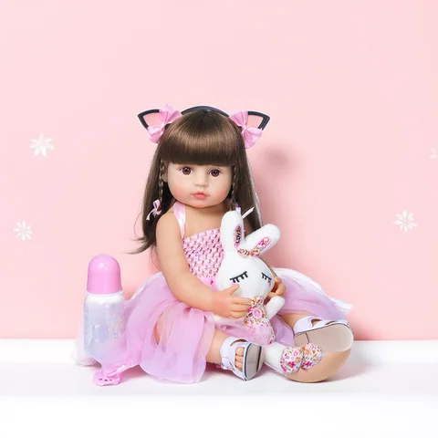 NPK 50CM Full Body Soft Silicone Popular Sweet Face Reborn Toddler Baby Girl Doll Birthday Christmas Gift High Quality Doll