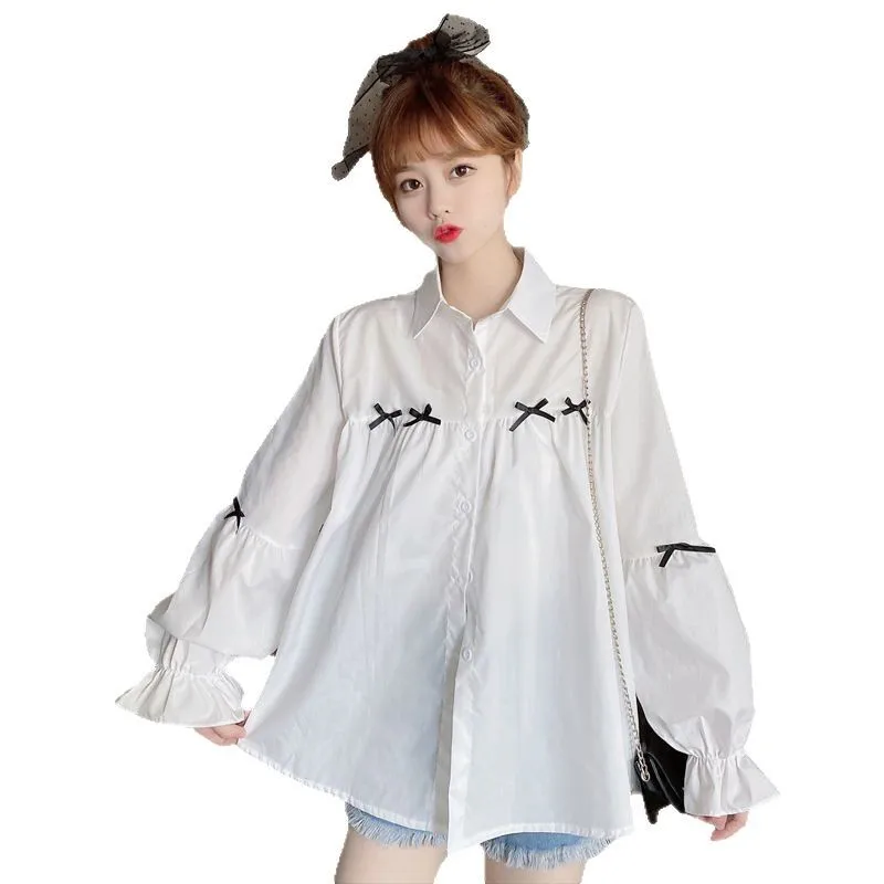 

Women's Loose Spring/Autumn New Bow Tie Student Shirt Versatile Casual TopYY145