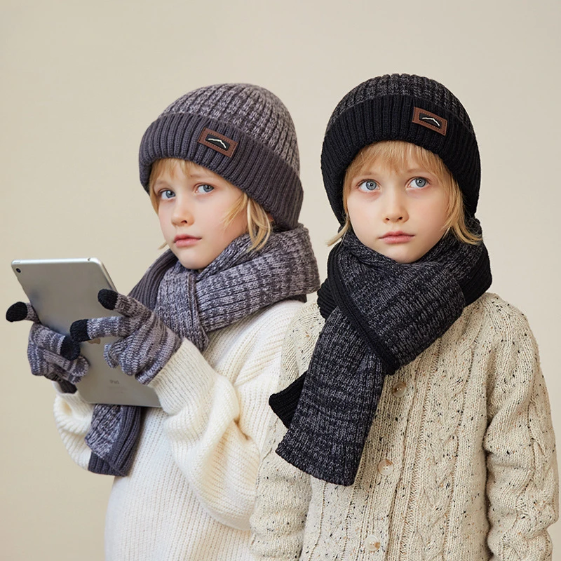 

2pcs Toddler Boys Winter Hat Beanie Warm Kids Hat+Scarf Bonnet Cute Pompom Knitted Cap Outdoor Muffler Bucket Hat Baby