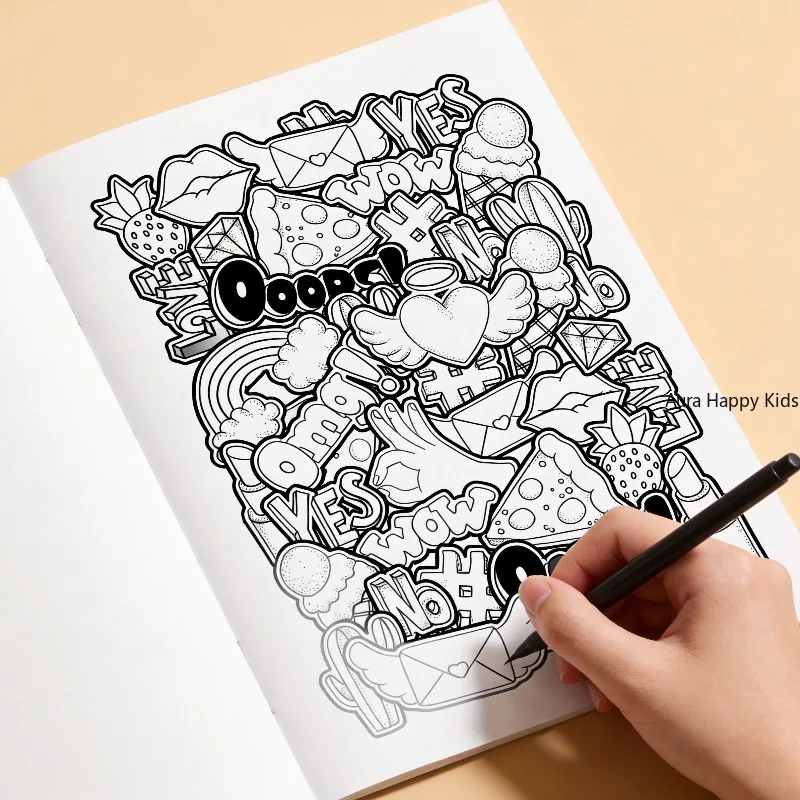 A Stress Relieving Fun Copy and Coloring Graffiti Art Book 21 Sheets of Paper Suitable As An Art Gift for Adult To Pass The Time