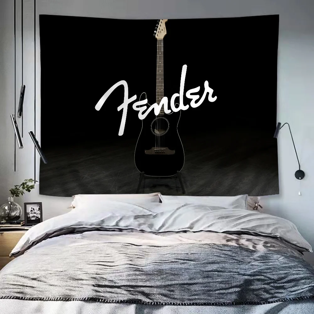 F-Fender Logo Cartoon Tapestry Hippie Flower Wall Carpets Dorm Decor Art Home Decor