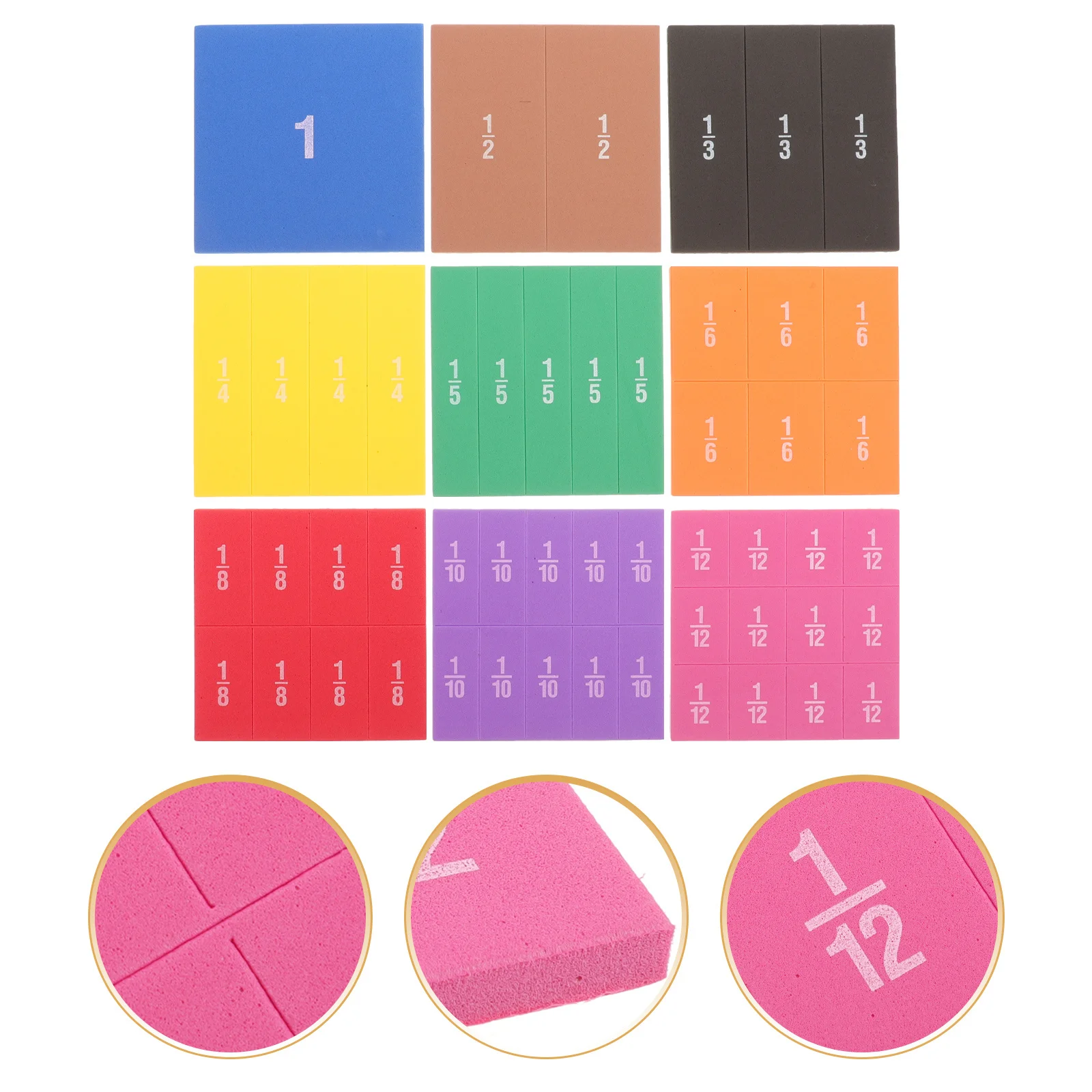1 conjunto de blocos de fração ferramenta de ensino placa eva para crianças matemática aprendizagem cognitiva brinquedo educativo aprendizagem