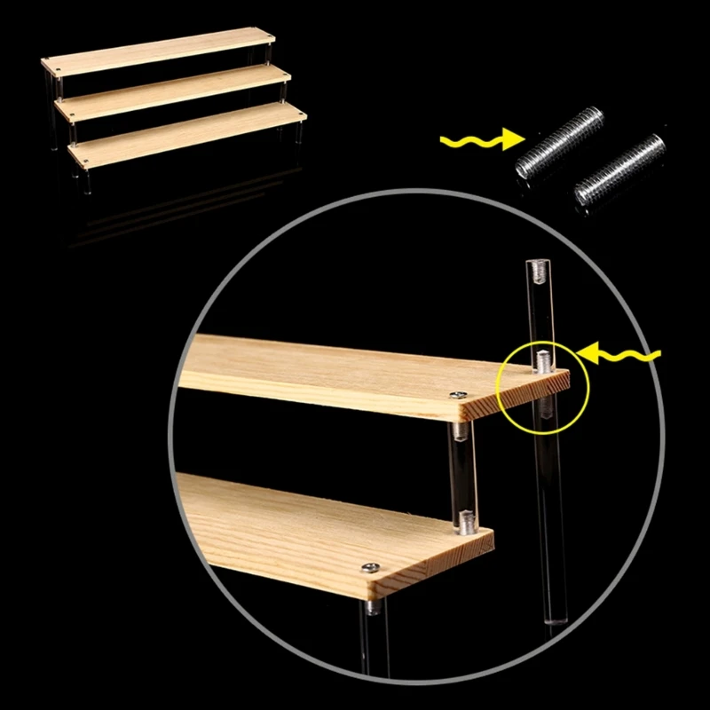 Ioio อะคริลิค Step ชั้นวางตู้โชว์ชั้นสำหรับยาทาเล็บ, นาฬิกา, และน้ำมันหอมระเหย Essential 1-5 ชั้น